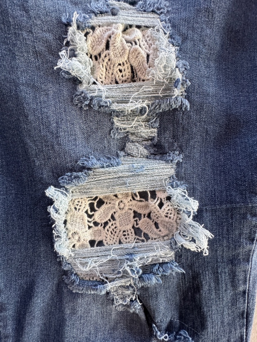 Judy Blue Jeans Distressed Lace Patch Skinny Mid Rise Denim Stretch JB8463 (24W) - Picture 13 of 17